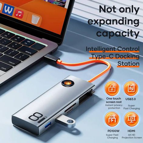 Hub Adaptador Multifuncional 100W 8 em 1 - TR32 da ROCK - Imagem 3