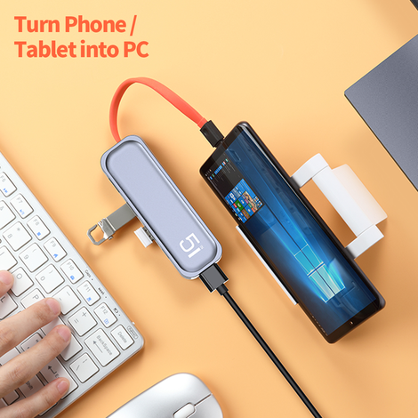 Hub 5 em 1 USB-C p/ 3XUSB 3.0 + PD + HDMI da ROCK - Imagem 7