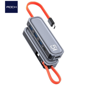 Hub 5 em 1 USB-C p/ 3XUSB 3.0 + PD + HDMI da ROCK