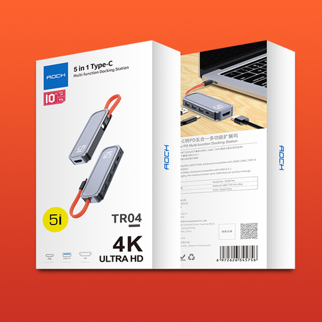 Hub 5 em 1 USB-C p/ 3XUSB 3.0 + PD + HDMI da ROCK - Imagem 14